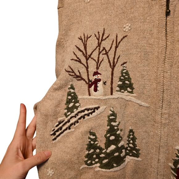 Croft & Barrow winter scene wool angora hair blend cardigan - Picture 3 of 6